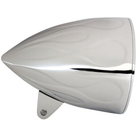Newalthlete 5.75 in. Flamed Headlight Bucket, Chrome - Sleek, No Visor, Sunset Boulevard NE3007219